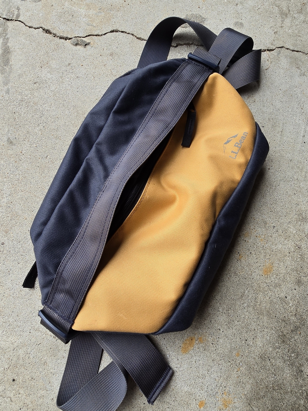 L.L. Bean Two-Tone Sling Bag in Mustard and Navy